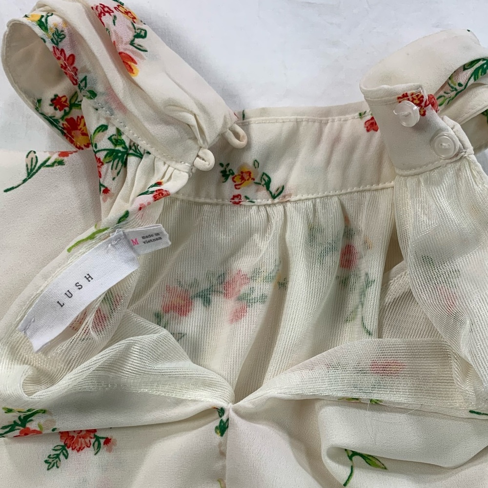 Floral Haulter‎ Top Dress All Over Pattern Cream Off White Women's Size M - Picture 7 of 13